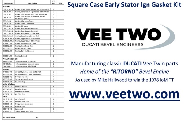 Complete Gasket Kit - Squarecase Stator Ignition