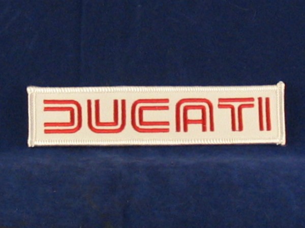 ducati 80's badge white & red 130 x 30mm sew/ iron on
